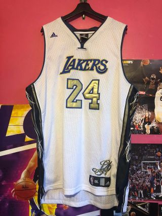 Very Rare Kobe Bryant 24 Los Angeles Lakers Adidas Jersey Blue/gold Mens 2xl