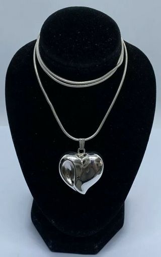 Vintage 925 Sterling Silver Necklace With Heart Pendant London 1993