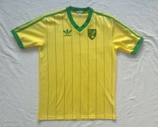 1981 - 1984 Norwich City Fc Adidas Home Football Shirt Vintage 80s 1982 1983 Large