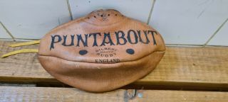 Vintage Puntabout Gilbert Rugby Ball Leather Size 3 1950s 1960s Laced Antique