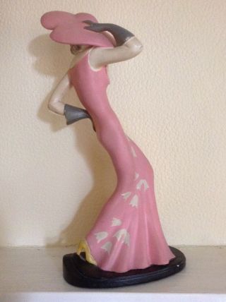 VINTAGE ART DECO PLASTER LADY in PINK & GREY OUTFIT 2