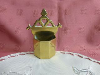 Antique Vintage Ornate Brass Wall Pocket Spill Match Holder Box - Vgc