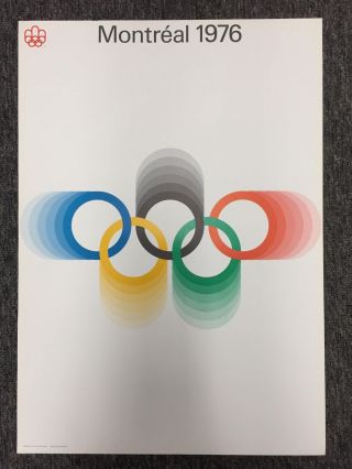 Montreal 1976 Olympic Games Vintage Olympic Rings Athletic Poster 23.  5 X 16.  5