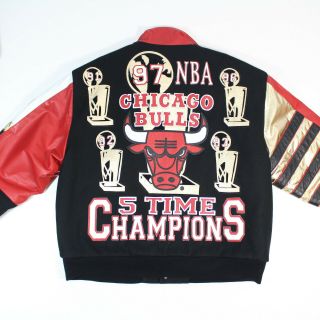 Vtg Jeff Hamilton Jh Chicago Bulls ‘5 Time Nba Champ’ Leather Jacket Nba Xl