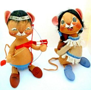 Vintage 1980s Annalee Dolls Indian Native American Couple Mice Mouse Adorable