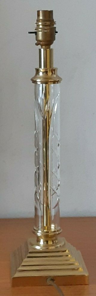 Vintage Cut Glass & Brass Column Table Lamp 3