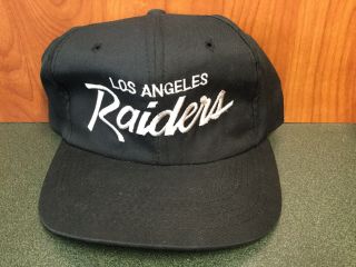 Vintage Los Angeles Raiders Sports Specialties Script Black Snapback 2 Hats Nwa