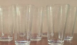 Vintage Pasabahce Drinking Glass Tumblers 16 Oz.  Horizontal Band Ridges Set Of 5