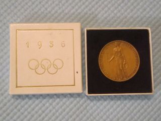 3 1936 German Summer Olympics Souvenir Bronze Medal With Box.