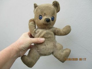 An Adorable Vintage Teddy Bear - C1950 - With Non - Squeaker & Little Fur.