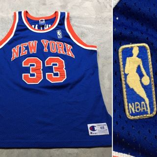 Chhampion Patrick Ewing Vtg York Knicks Gold Sewn 50th Anniversary Jersey 48
