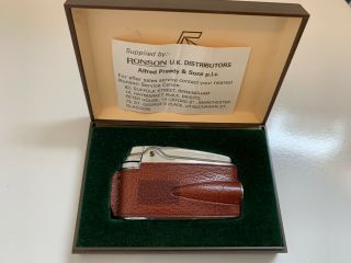 Vintage Ronson Leather Clad Varaflame Cigarette Lighter Boxed