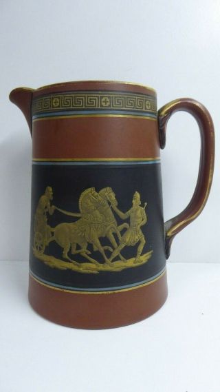 Vintage Ceramic Porcelain Prattware Jug Greek Key Pattern Chariot Horse Scene