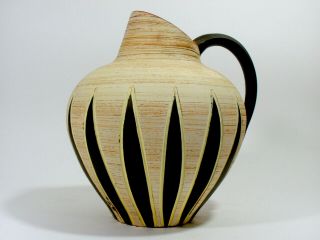 Tall Eiwa " Andrea " Sgraffito Vase German Art Pottery 1950/60s Modernist Vintage