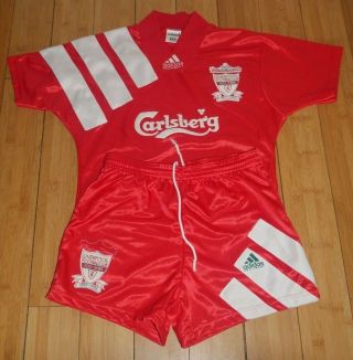 Vintage Liverpool Centenary Home Shirt & Shorts 1992 - 93 Adidas Youths Rare