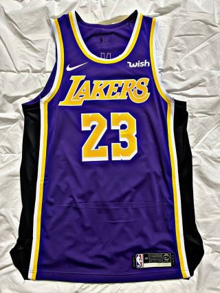 Nike Lebron James Los Angeles Lakers Authentic Purple Jersey Wishpatch Sz48 L/xl