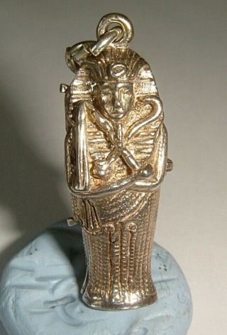 Lovely Vintage Silver Chim Opening Sarcophagus Mummy Charm