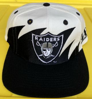 Vintage 90s Los Angeles Raiders Logo Athletic Sharktooth Snapback Hat Cap Nfl