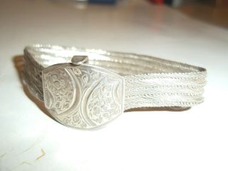 A Vintage Solid Silver Chain Link Bracelet With Engraved Front Panel