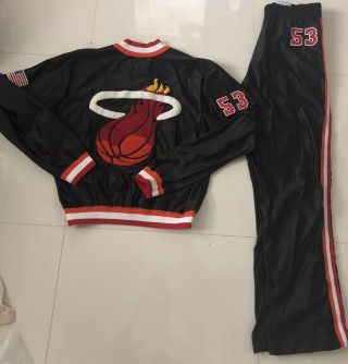 Vintage Auth Game Nba Miami Heat Champion Warm Up Jacket Jersey Pants 38/48