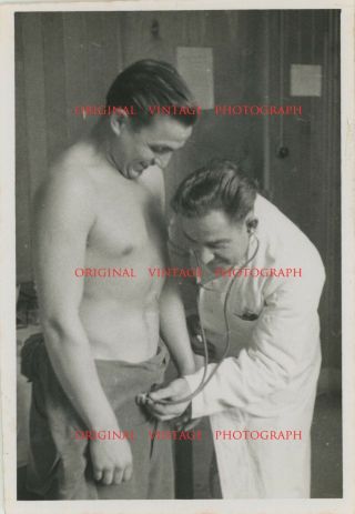 D) Vintage Photo German Soldier Medical Examination Young Man Male Physique Gay