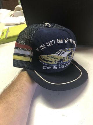 Vtg Dale Earnhardt 3 Stripe Snapback Mesh Trucker Hat Nascar Usa Wrangler