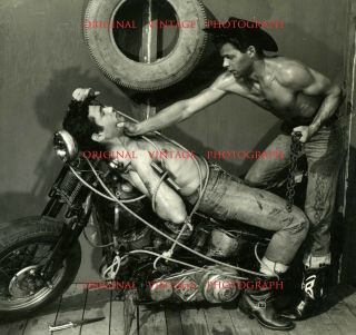 Ae) Vintage 4x5 Photograph Amg Male Nude Physique Duo Body Beefcake Gay