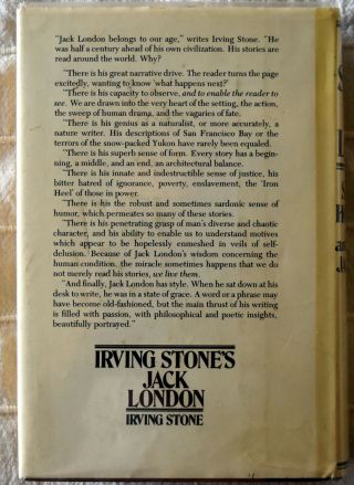 Irving Stone ' s Jack London: His Life - Sailor on Horseback 1st/1st Signed HC/DJ 2