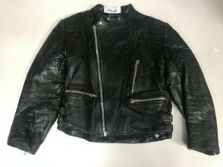 Aito Nahka Mens Vintage Leather Motorbike Jacket In Black Medium (mc16.  1)