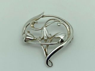 Gorgeous Vintage Malcolm Gray Ortak Sterling Silver Snowdrops Nouveau Brooch