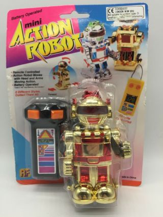 Vintage Toy Mini Action Robot Gold Remote Control Controlled Space Toys 80 