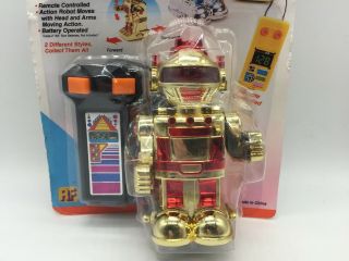 Vintage Toy Mini Action Robot Gold Remote Control Controlled Space Toys 80 ' s 2 2
