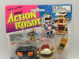 Vintage Toy Mini Action Robot Gold Remote Control Controlled Space Toys 80 ' s 2 3