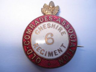 Vintage No6 Cheshire Regiment Old Comrades Association Enamel Pin Badge
