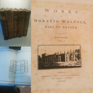 The Of Horatio Walpole.  1798.  1st Edition.  5 Vols.  Plates