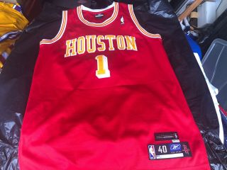 100 Authentic Tracy Mcgrady Reebok Houston Rockets Hwc Red Jersey Sz 40 Nba