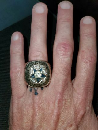 Sterling Silver Dallas Cowboys Bowl Ring With Lab Diamonds.