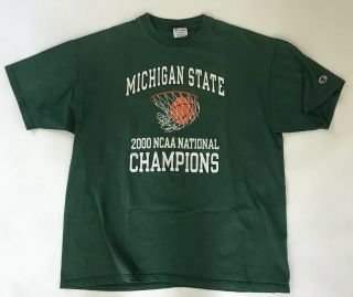 Vtg Champion T Shirt Michigan State 2000 Ncaa National Champions Size Xl