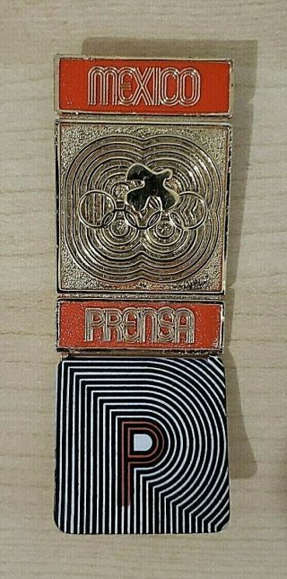 1968 Summer Mexico Olympics Games Of The Xix Olympiad Official Metal Press Badge