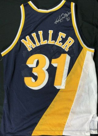 Vintage 90s Reggie Miller Signed Indiana Pacers Nba Jersey Champion Sz 44 Retro