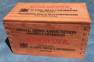 Vintage Winchester 22 Long Rifle Dovetailed Box Empty