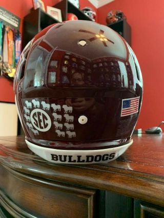 Mississippi State Bulldogs authentic game worn football helmet with award decals 3