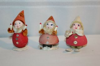 Vintage Japan Spun Cotton Chenille Pipe Cleaner Christmas Ornament Santa Claus