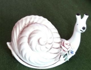 Unique Vtg 4 " Capodimonte Fine Porcelain Snail Decorative Figure
