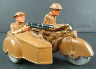 Vintage Manoil Barclay Army Soldiers On Motorcycle & Sidecare Lead Metal Toy