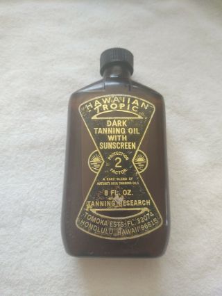 Vintage Hawaiian Tropic Dark Tanning Oil 8oz Classic Bottle Full/unused