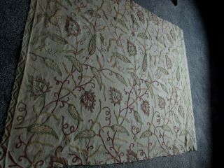 Vintage Antique Style Crewel Work Embroidered Fabric 1m