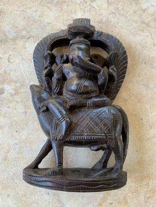 Vintage Hand Carved Wood From India 6.  25” Tall