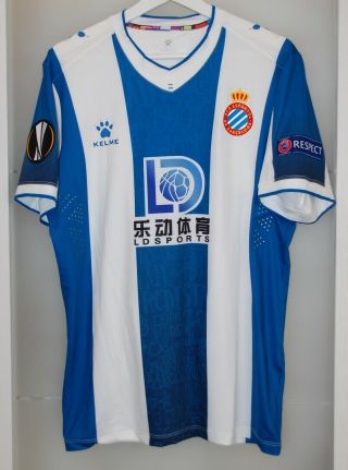 Match Worn Shirt Jersey Espanyol Barcelona Spain Europa League Lyon France