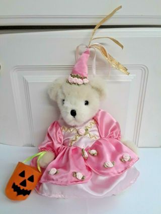 Princess Teddy Bear In Pink Satin Dress With Halloween Bag Vintage